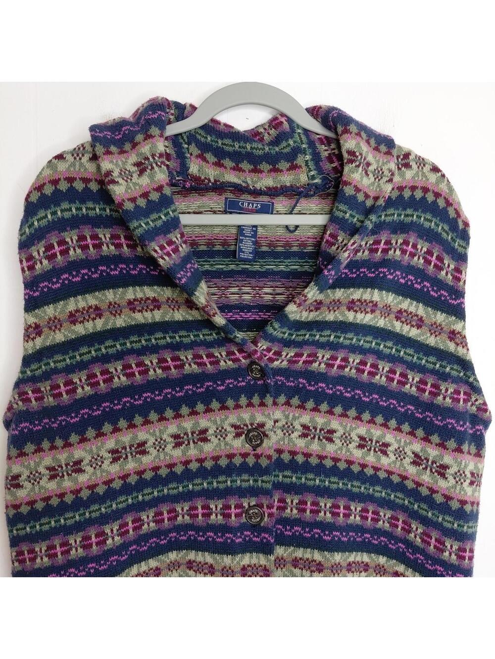 Chaps Vest Womens 2X Dark Colors Sweater Heavy Cotton Grandma Grunge Eclectic - Picture 3 of 8
